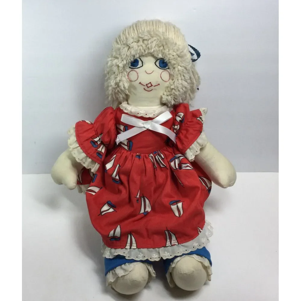 Vintage Handmade Cloth rag doll 19in Raggedy Ann plush doll‎ toy